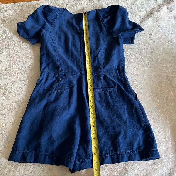 Banana Republic Blue W Sz2 Romper Button  w/Belt Bloom Short sleeves Line Cotton - Picture 6 of 16